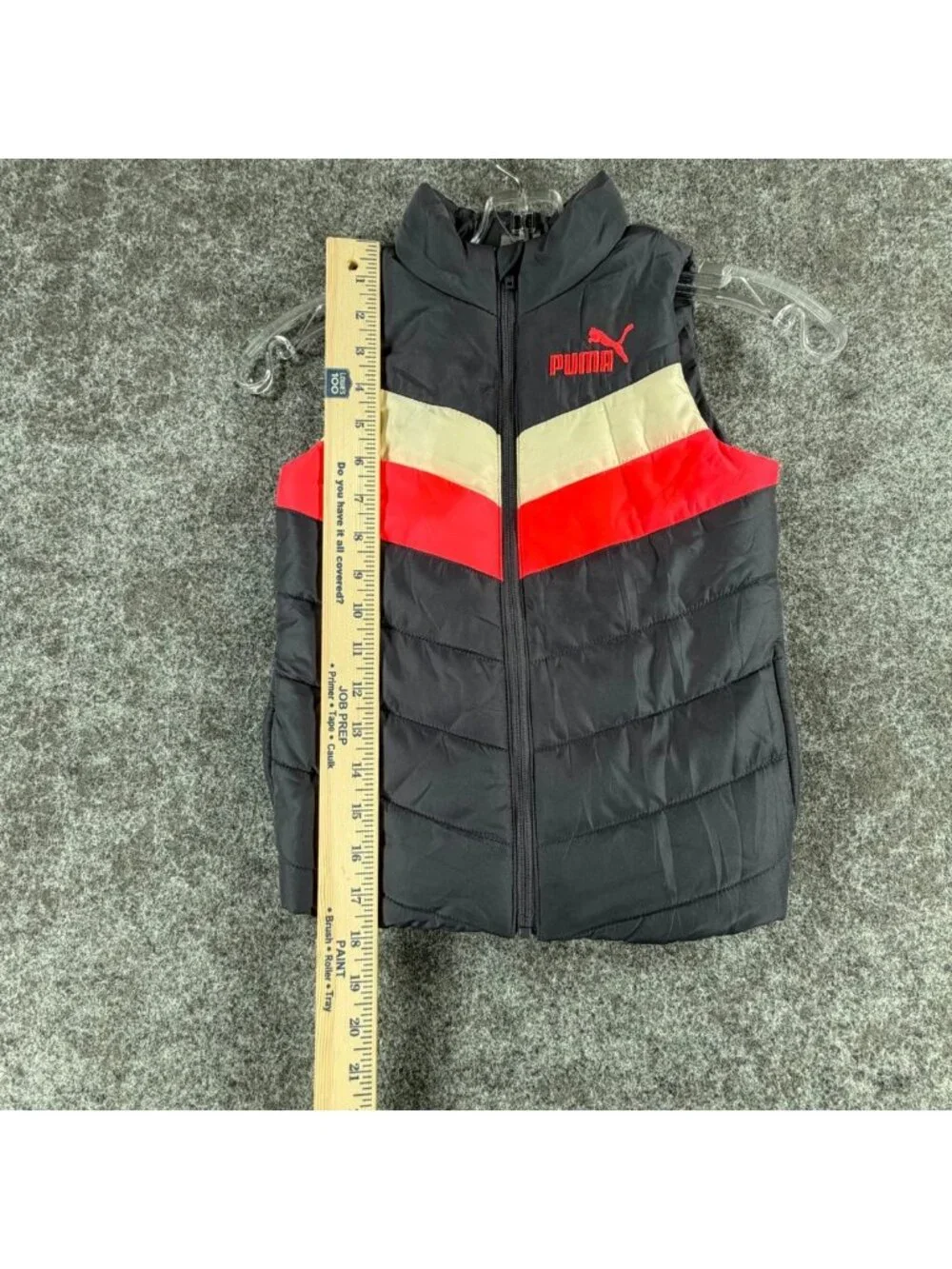 Puma Puffer‎ Vest Girls S Black Colorblock Full Zip Sleeveless Running Athletic
